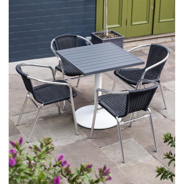 Bolero Aluminium and Black Wicker Chairs Black (Pack of 4) - Image 15