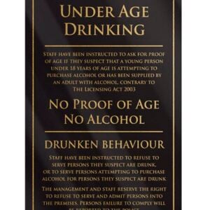 Under Age Drinking Notice - Black