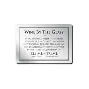 Wine by the glass 125 & 175ml Bar Sign  - Silver