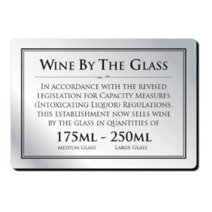 Wine by the glass 175 & 250ml Bar Sign  - Silver