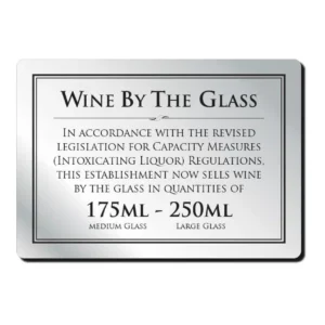 Wine by the glass 175 & 250ml Bar Sign  - Silver