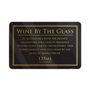 Wine Served 125ml Glass Bar Sign - Black