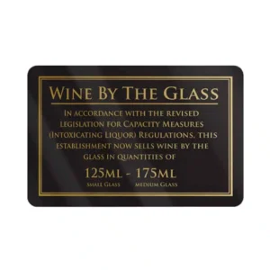 Wine Served 125/175ml Glasses Bar Sign - Black