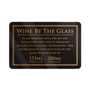 Wine served 175 & 250ml Bar Sign - Black