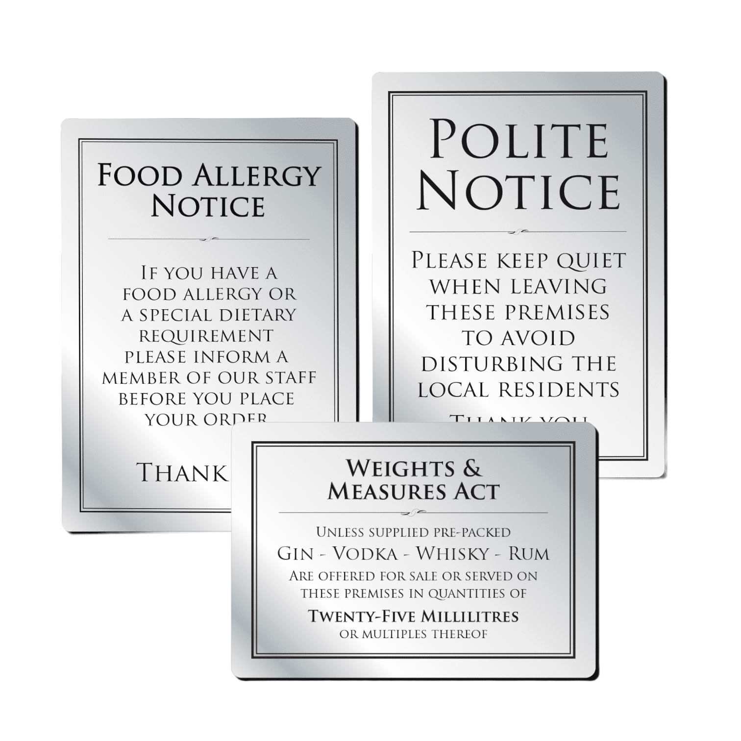 Stainless Steel Policy Signs
