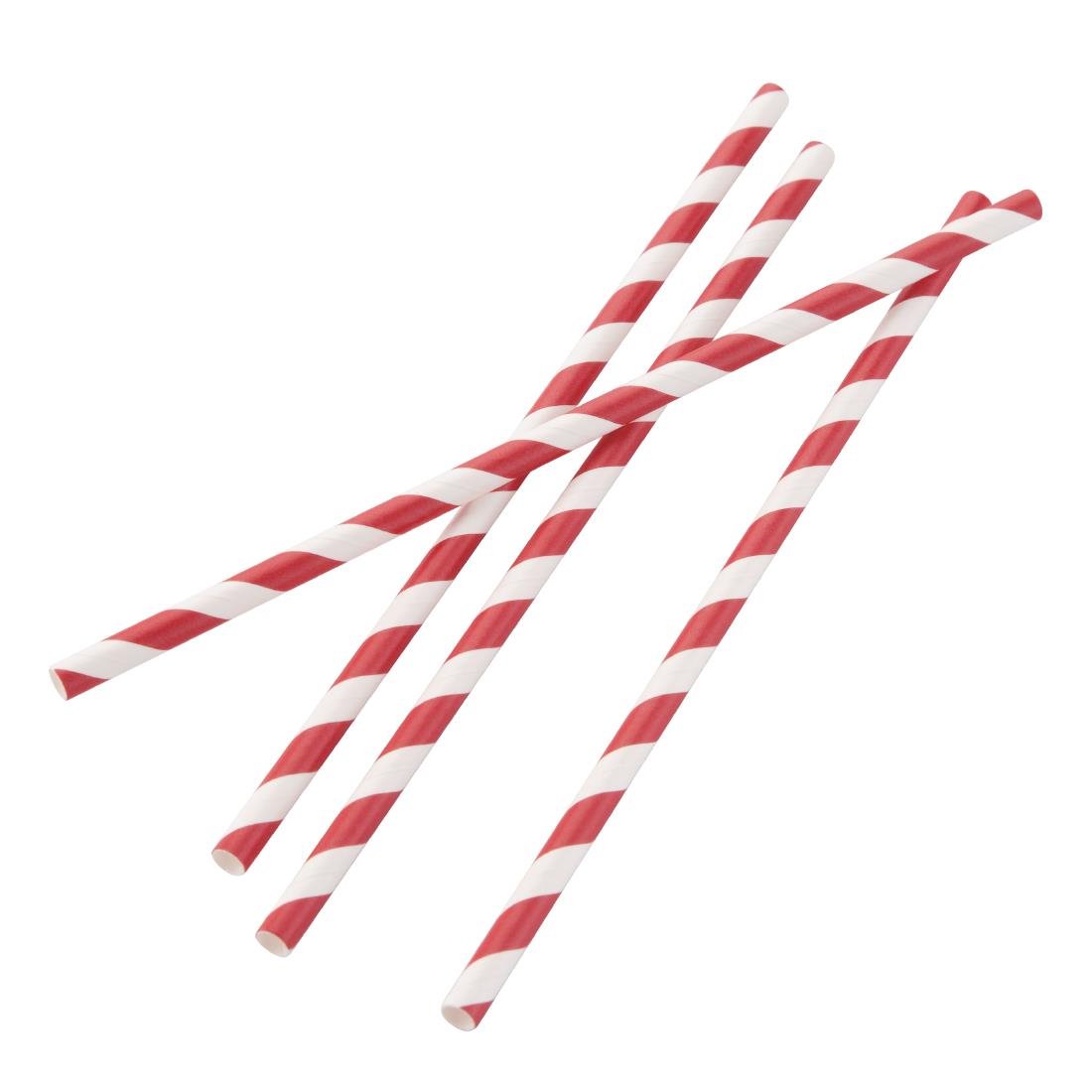 Fiesta Green Compostable Paper Straws Red Stripes