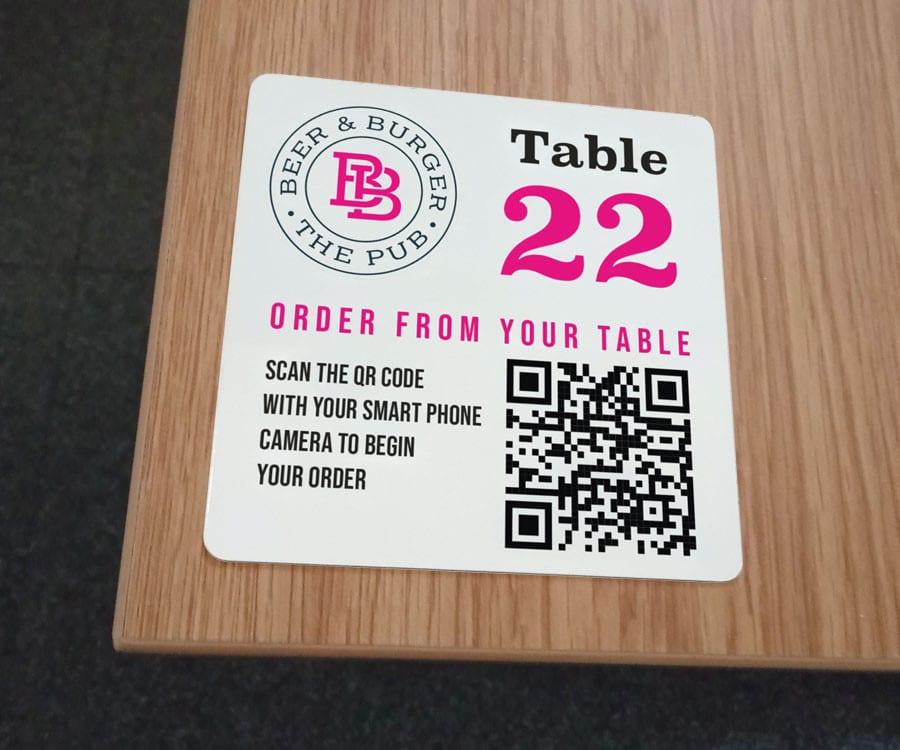 QR Code Full Colour Table Number 100 x 100mm