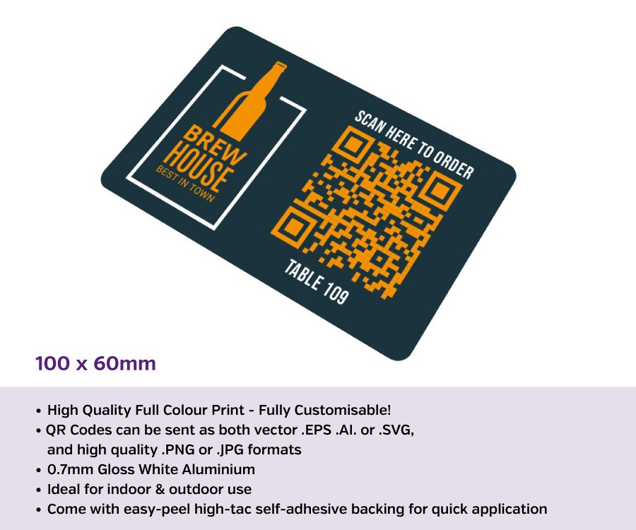 QR Code Full Colour Table Number 100 x 60mm