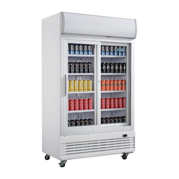 Polar G-Series Upright Display Cooler with Light Box 950Ltr with Sliding Doors