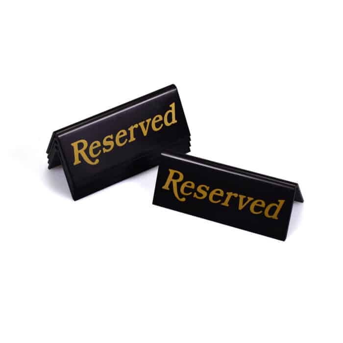 Black Table Signs Range - Reserved