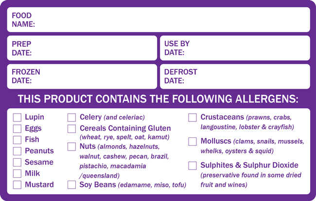Preparation and Allergen Food Labels