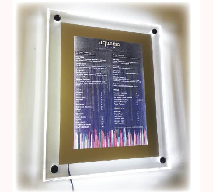 Illuminated Wall Mounted Menu Display