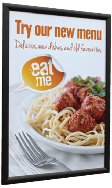 Wall Mounted Snap Frame Menu Display - Black