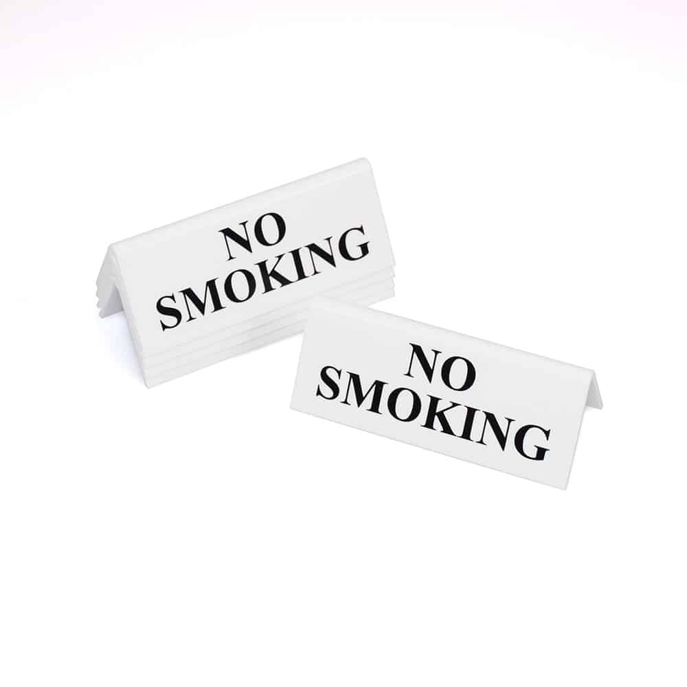 White Table Signs Range - No Smoking