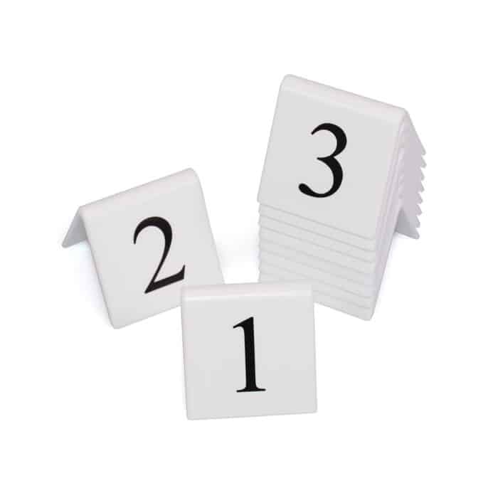 White Table Signs Range - Numbers