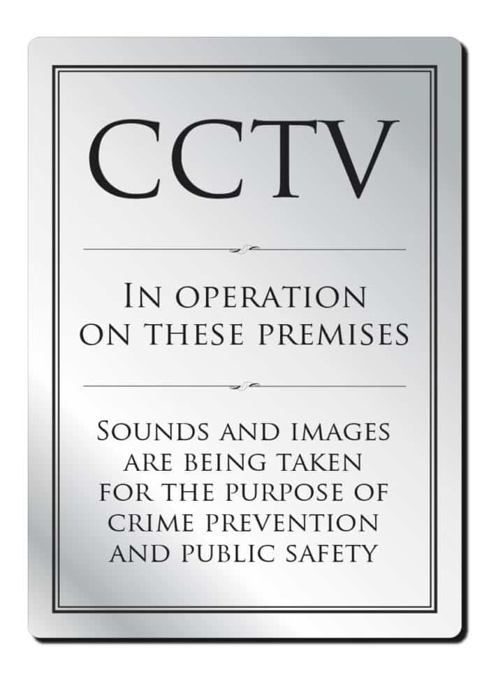 CCTV In Operation Notice Bar Sign - Silver