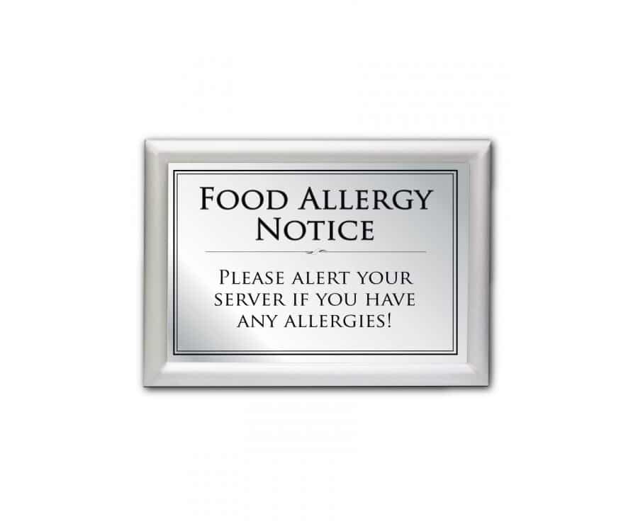 Food Allergy Notice Restaurant Sign - Silver