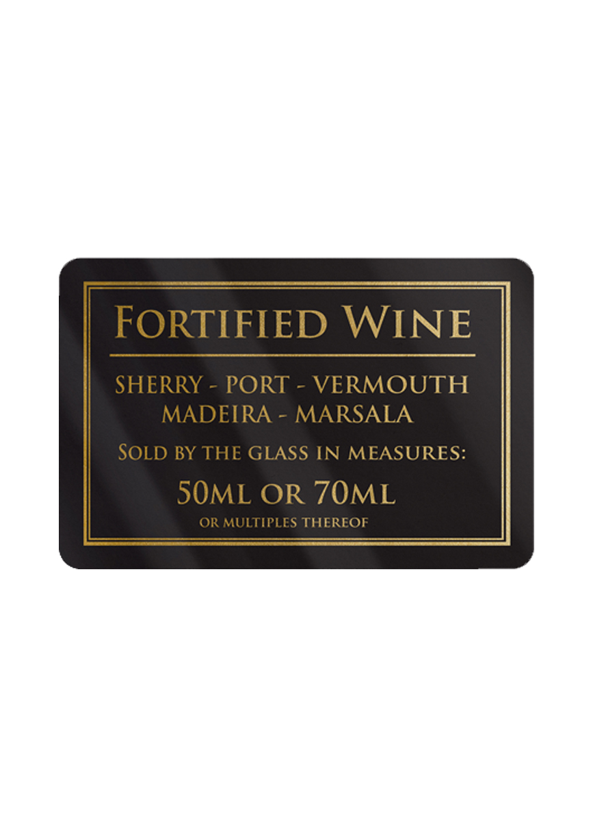 Fortified Wine by the Glass 50ml & 70ml Bar Sign - Black