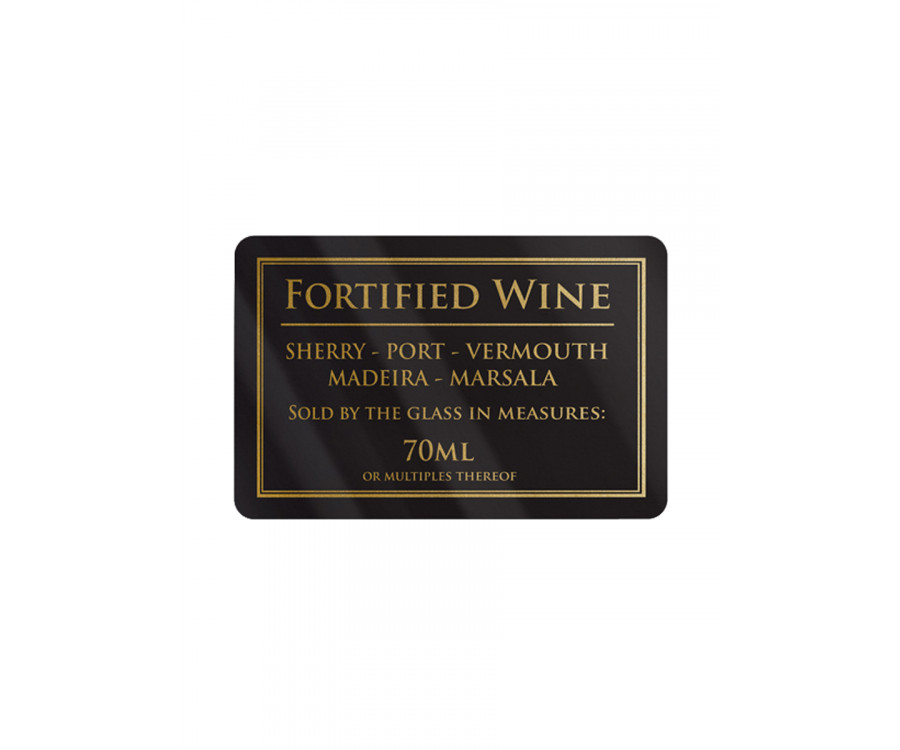 Fortified Wine by the Glass 70ml Bar Sign - Black