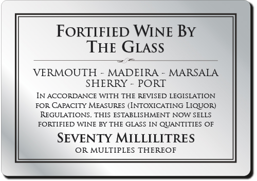 Fortified Wine by the glass 70ml Bar Sign  - Silver