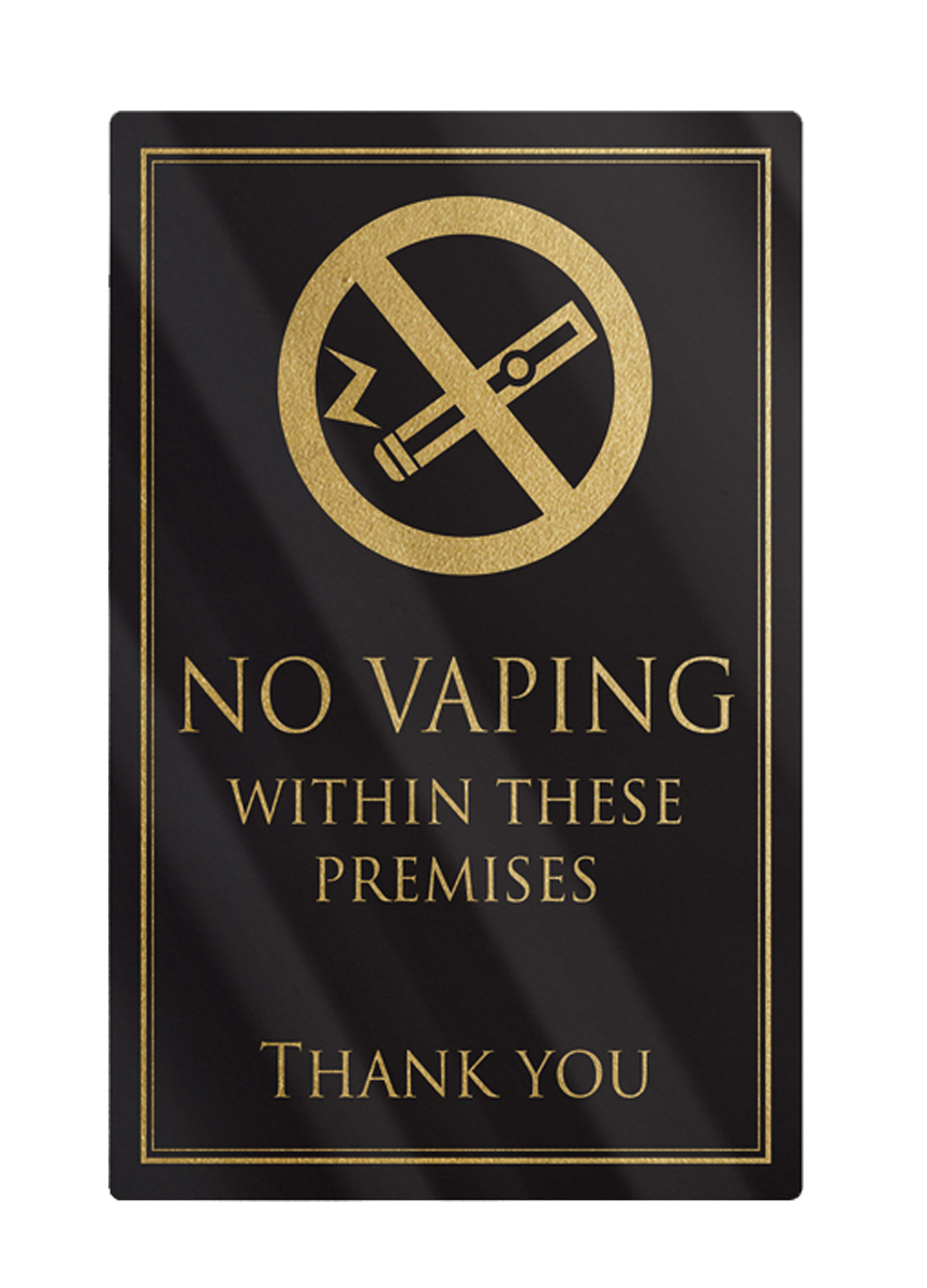 No Vaping Within These Premises Bar Sign - Black