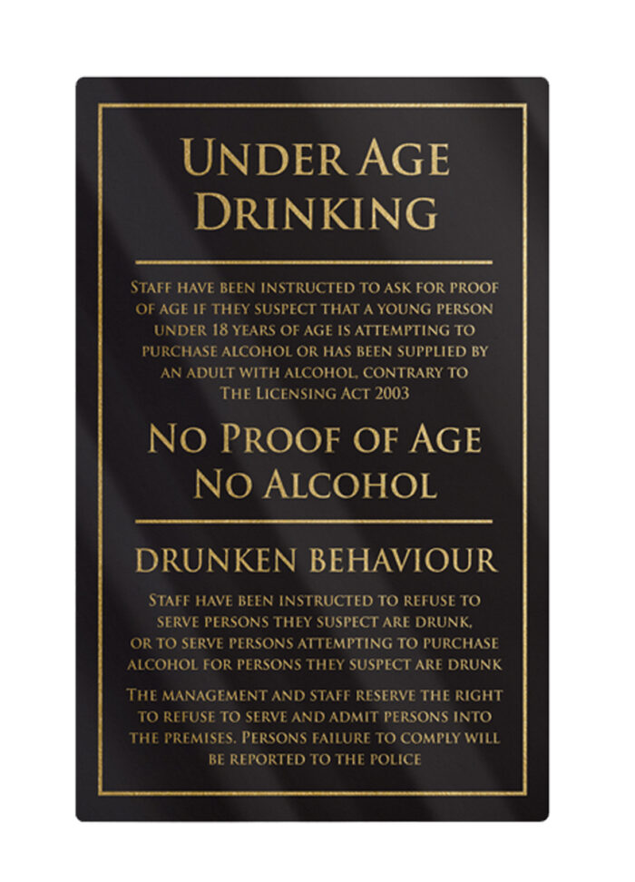 Under Age Drinking Notice - Black