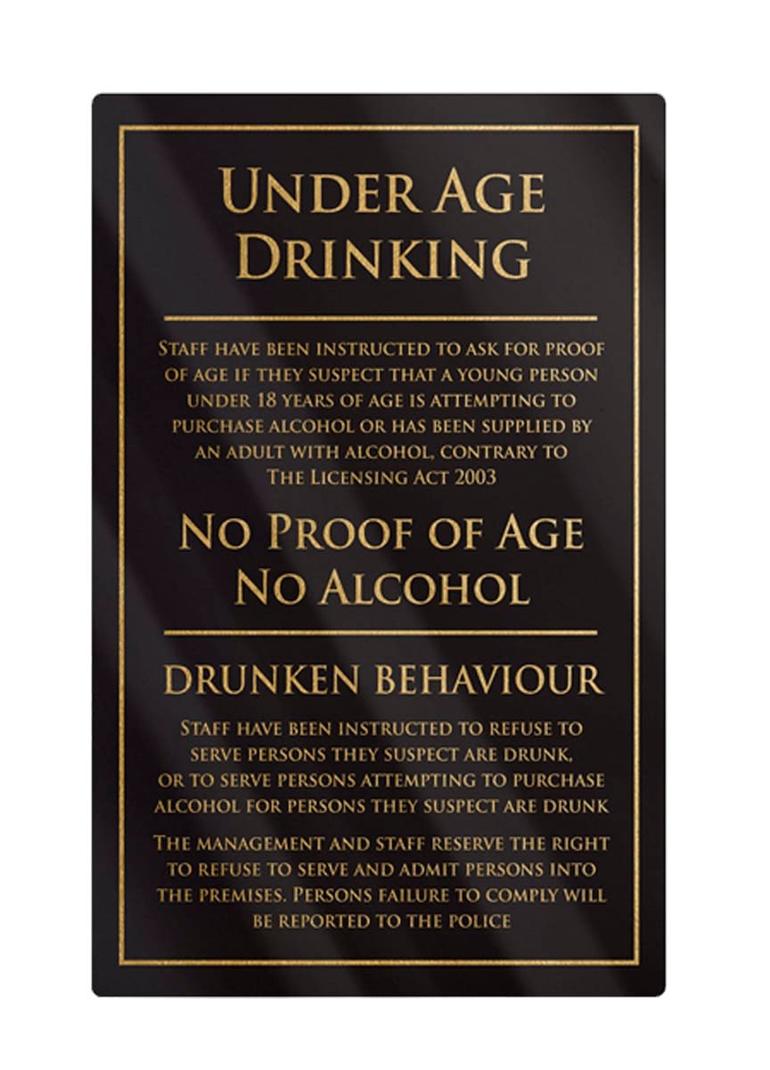 Under Age Drinking Notice - Black