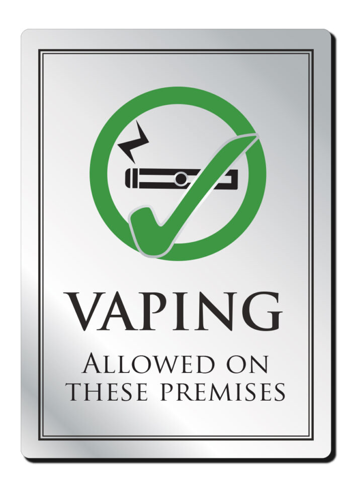 Vaping Allowed in These Premises Bar Sign - Silver