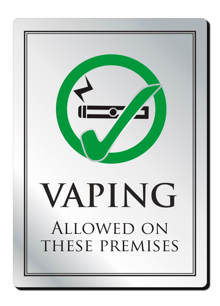 Vaping Allowed in These Premises Bar Sign - Silver