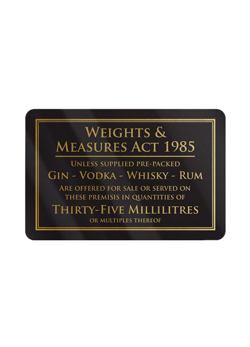 Weights/Measures 35ml Bar Sign - Black