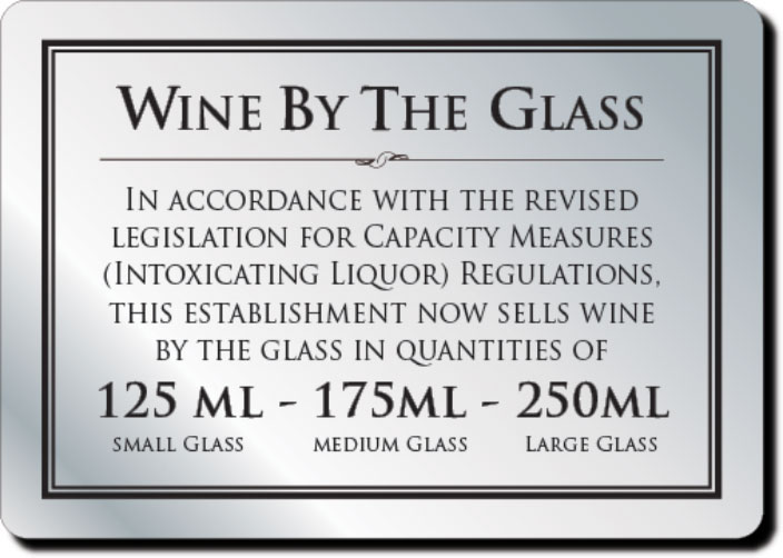 Wine by the glass 125,175 & 250ml Bar Sign  - Silver