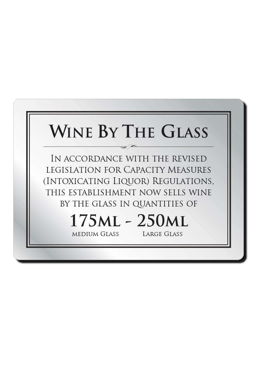 Wine by the glass 175 & 250ml Bar Sign  - Silver