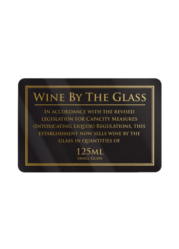 Wine Served 125ml Glass Bar Sign - Black