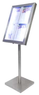 Brushed Steel Illuminated Menu Stand