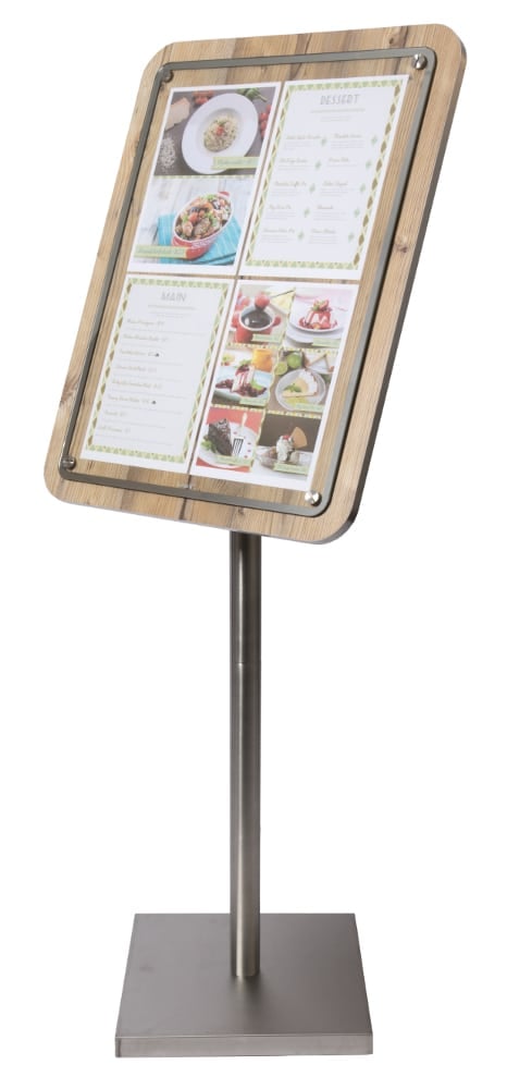 Large Industrial Oak Menu Stand