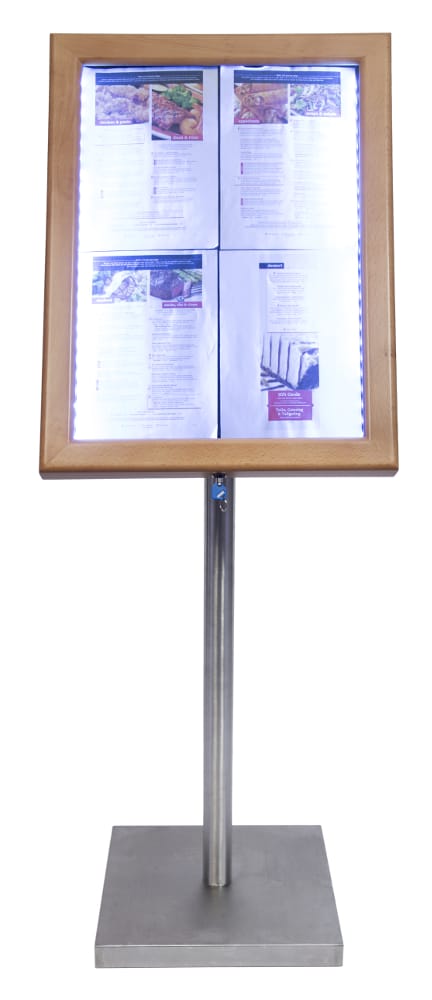 Teak Effect Illuminated Menu Stand (Base Included)