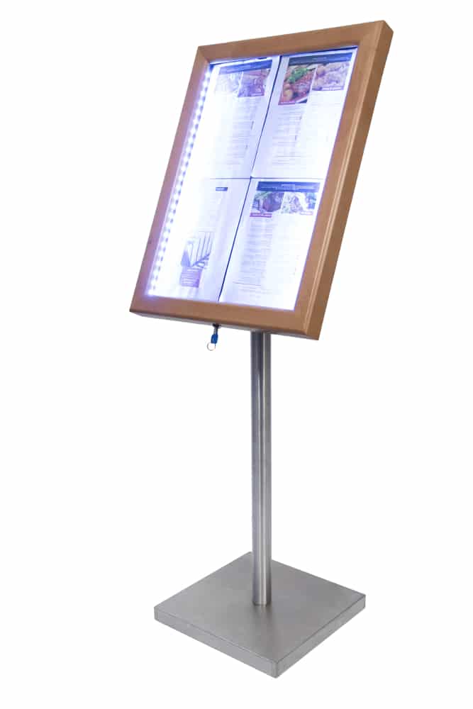 Teak Effect Illuminated Menu Stand (Base Included)