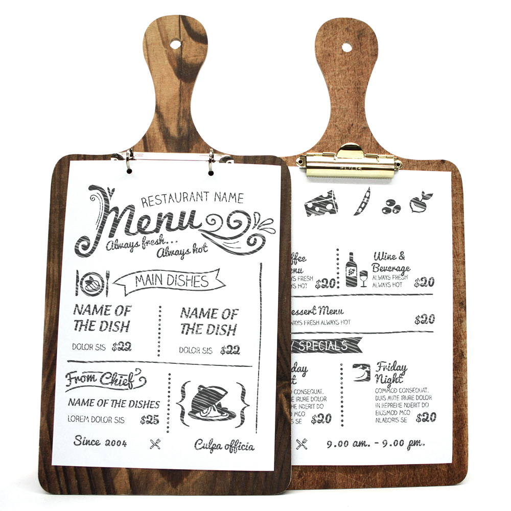 Die Cut Printed Wooden Menu Boards
