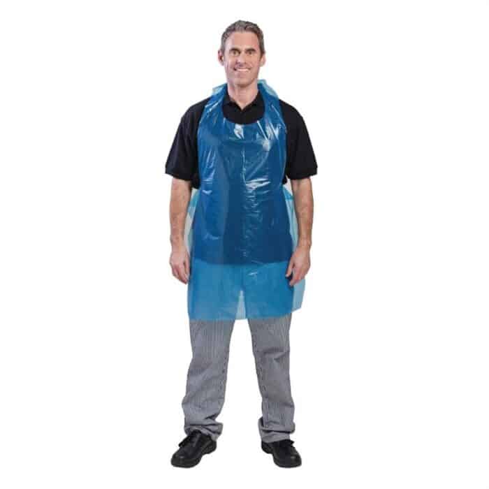 Disposable Polythene Bib Aprons Blue