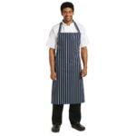 Whites Butchers Apron Navy Stripe Extra Large