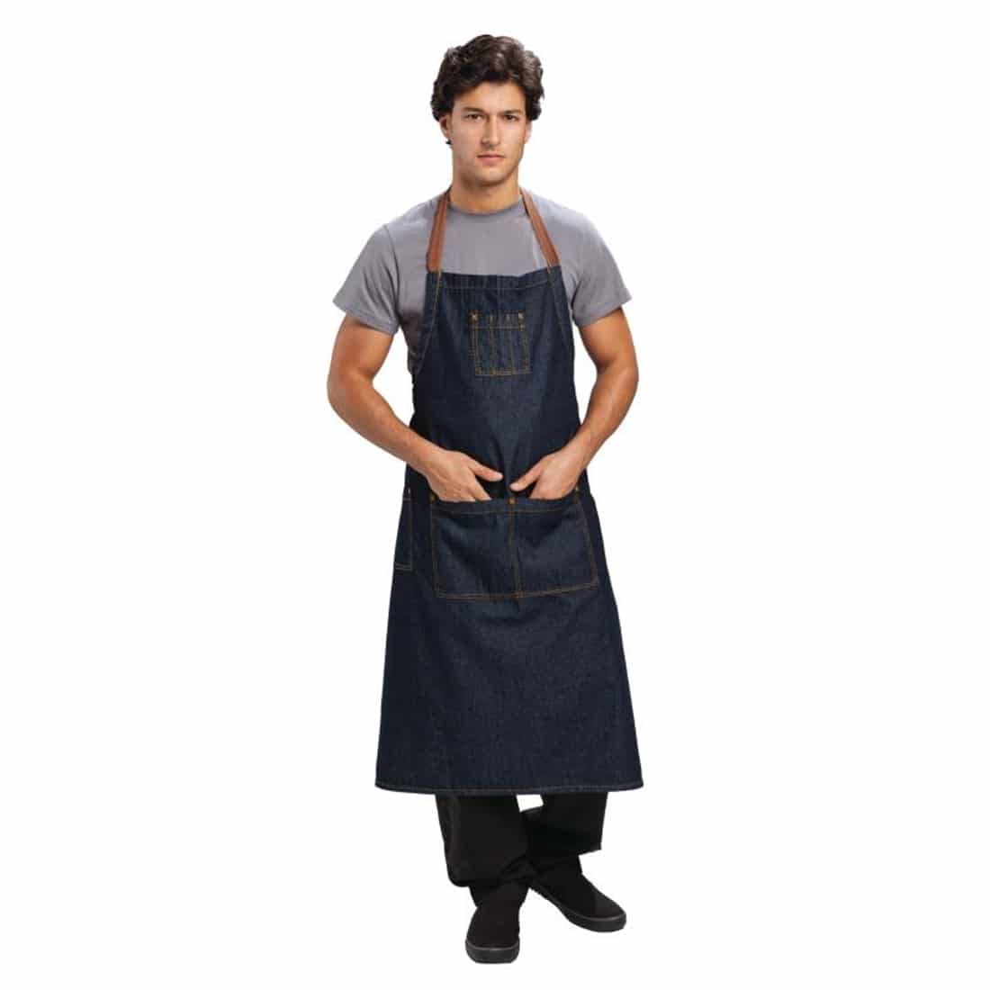 Chef Works Urban Memphis Wide Bib Apron Indigo