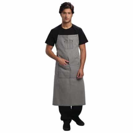 Chef Works Urban Portland Fine Stripe Bib Apron Grey