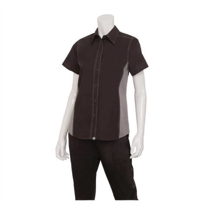 Chef Works Womens Universal Contrast Shirt Black Grey M