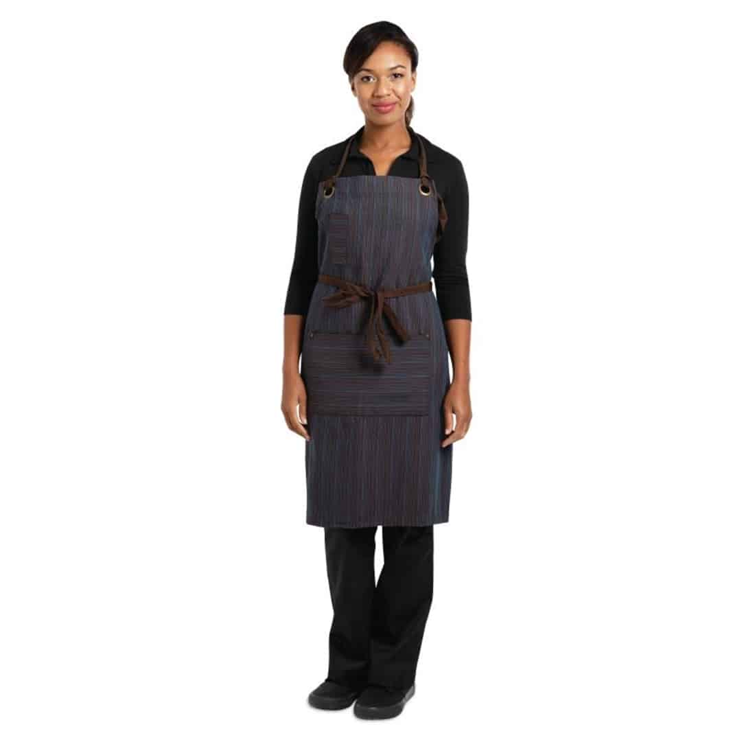 Chef Works Urban Brooklyn Bib Apron Chocolate and Blue