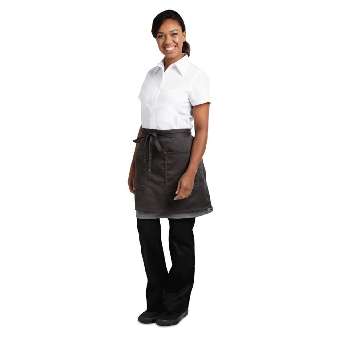Chef Works Soho Wide Half Bistro Apron with Colour Block Charcoal Grey