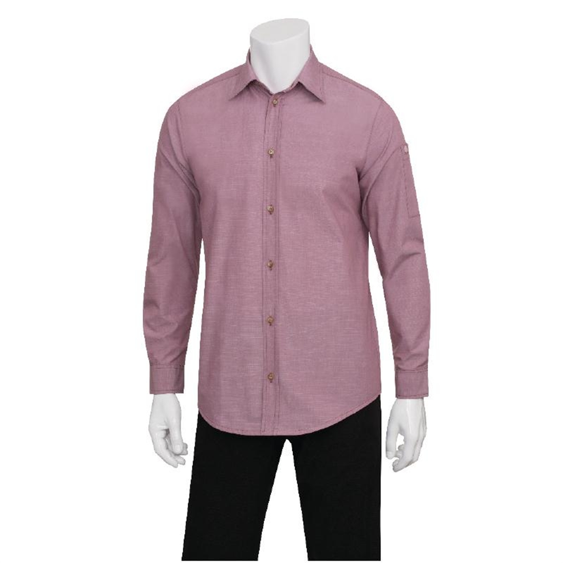 Chef Works Chambray Mens Long Sleeve Shirt Dusty Rose XL