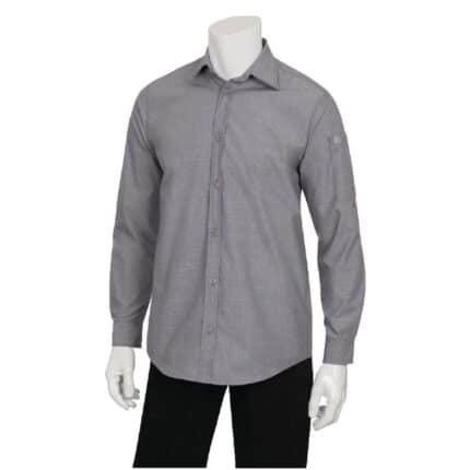 Chef Works Chambray Mens Long Sleeve Shirt Grey L