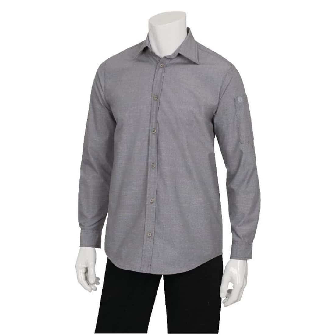 Chef Works Chambray Mens Long Sleeve Shirt Grey M