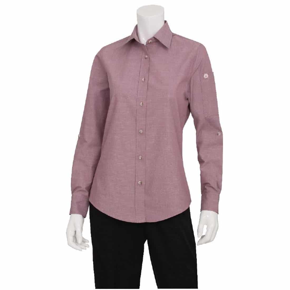 Chef Works Womens Chambray Long Sleeve Shirt Dusty Rose S