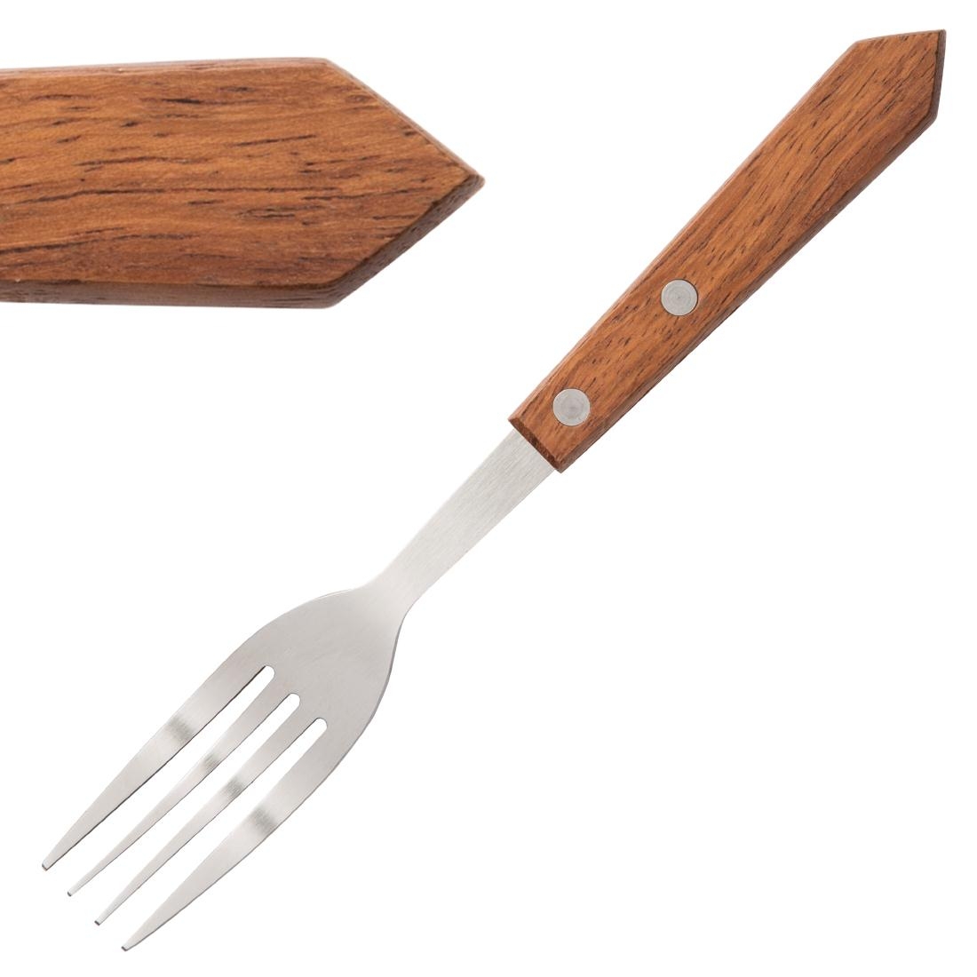 Steak Fork Wooden Handle 190mm